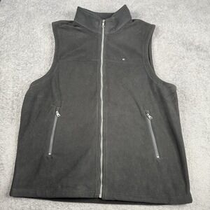 Tommy Hilfiger Men's Size XLT Black Vest Full Zip Mock Neck Fleece
